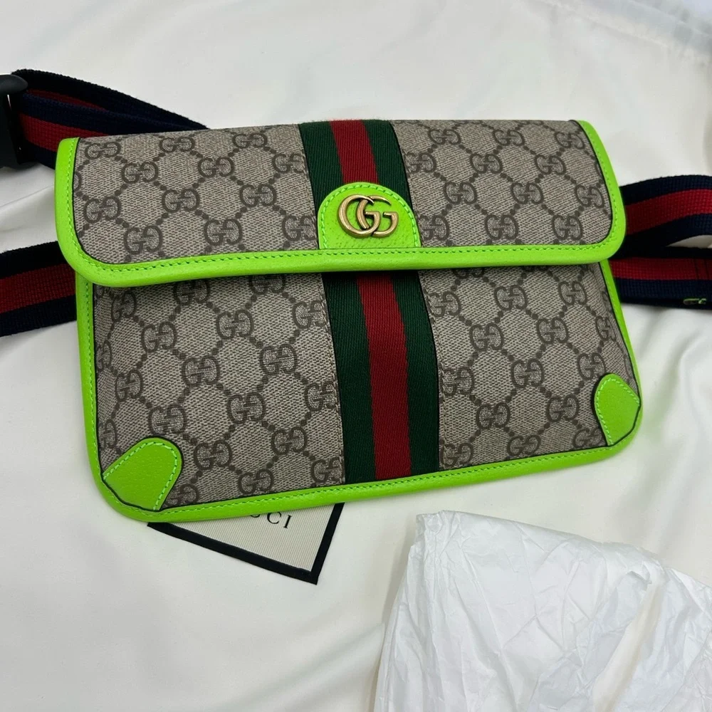 Women's Gucci GG Supreme OPHIDIA belt bag adjustable 80 cm made in Italy - Picture 7 of 10